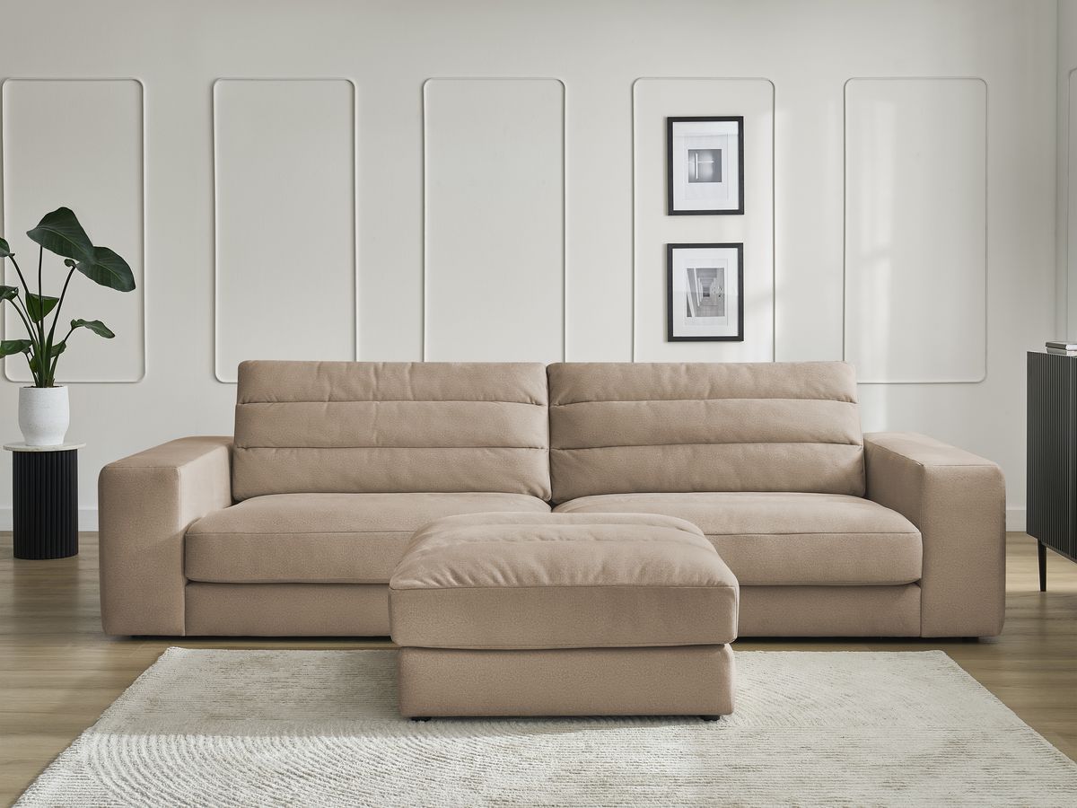 Bobochic Sierra Sofa 4-Sitzer mit Pouf Samt Taupe