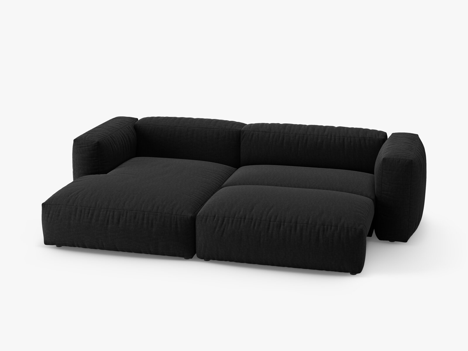 Micadoni Martina Ecksofa 4-Sitzer mit Schlaffunktion Links Strukturierter Stoff Boston Schwarz
