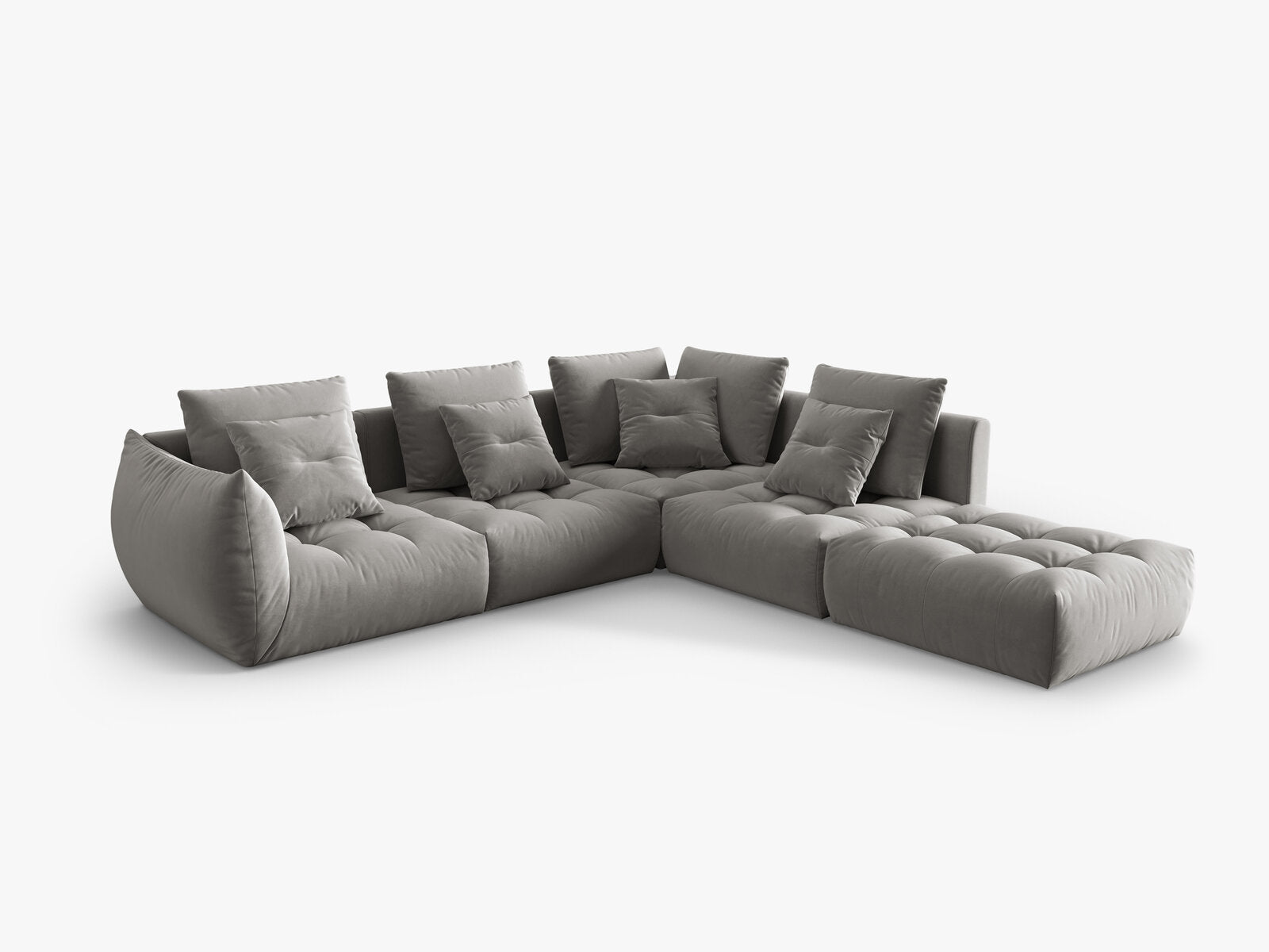 Micadoni Ecksofa Bloom 5-Sitzer Rechts Samt Grau