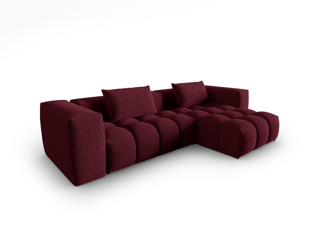 Cosmopolitan Design Ecksofa Verona 3-Sitzer Strukturierter Stoff Sorella Burgundfarben Rechts