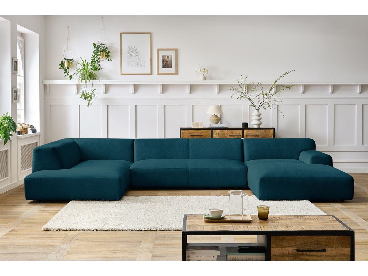 Bobochic Lavena Wohnlandschaft 399 × 220 cm Samt Dunkelblau Ecke rechts