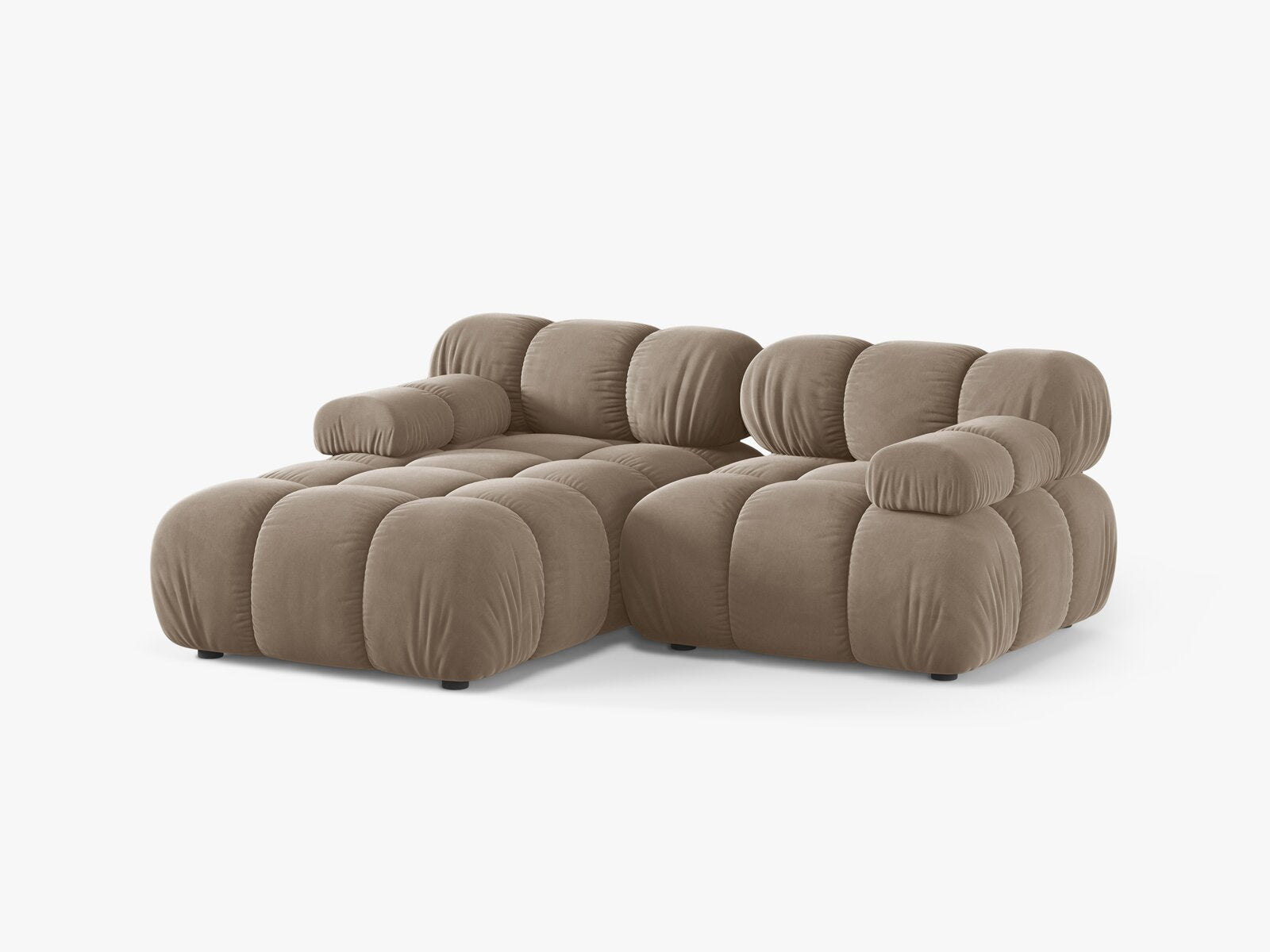 Micadoni Modulares Ecksofa Bellis 3-Sitzer Links Samt Bluvel Cappuccino