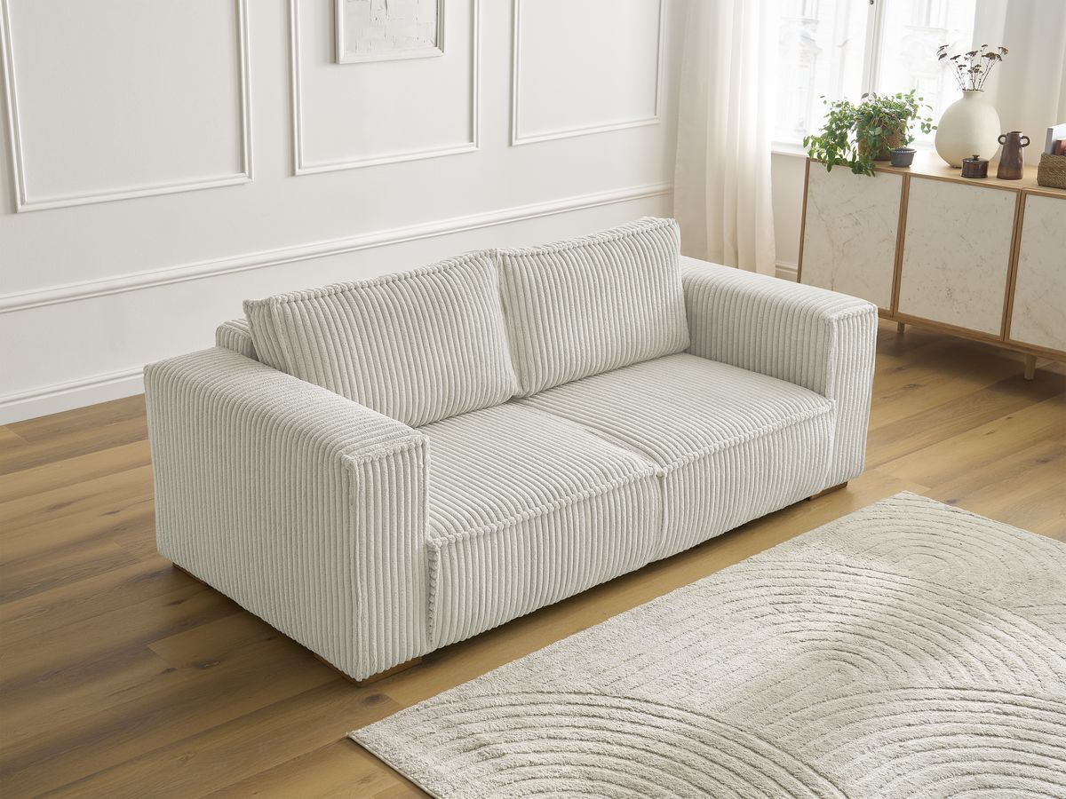 Bobochic Chelsea Sofa 2-Sitzer Breitcord weich Beige