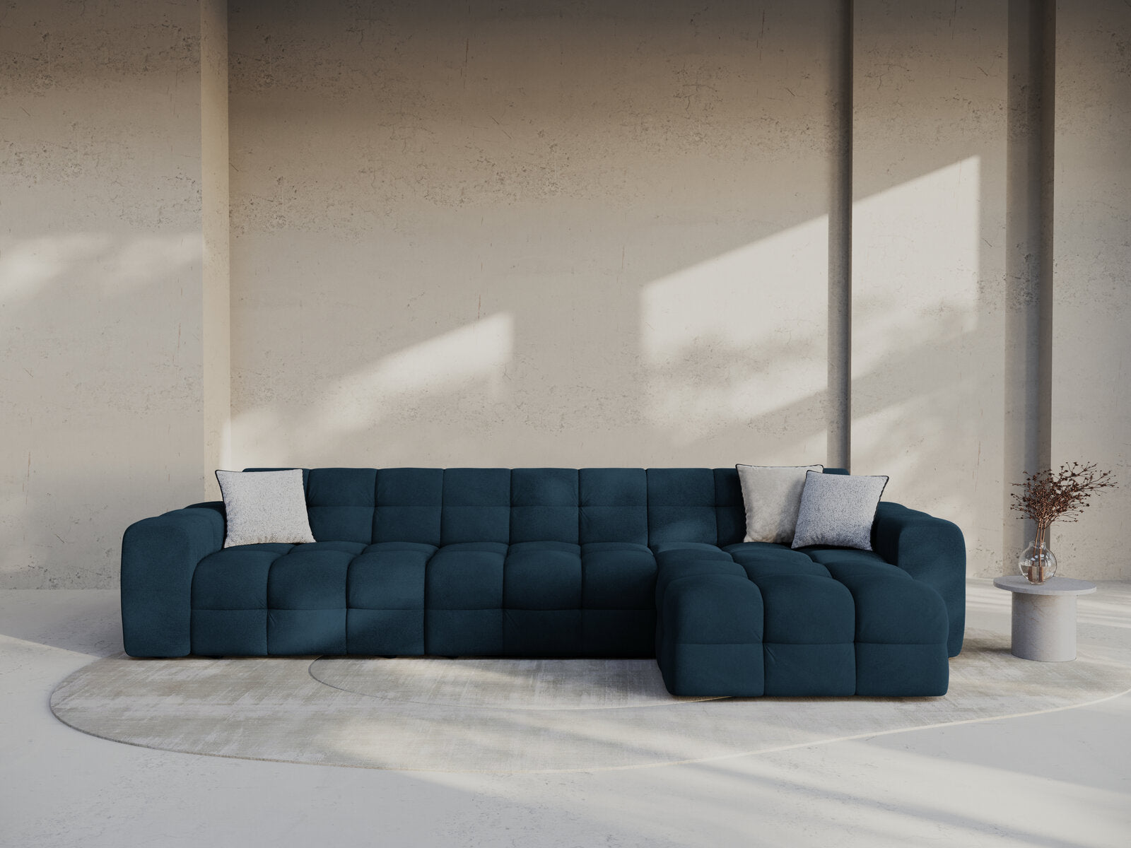 Micadoni Ecksofa Kendal 5-Sitzer Rechts Samt Magic Velvet Marineblau