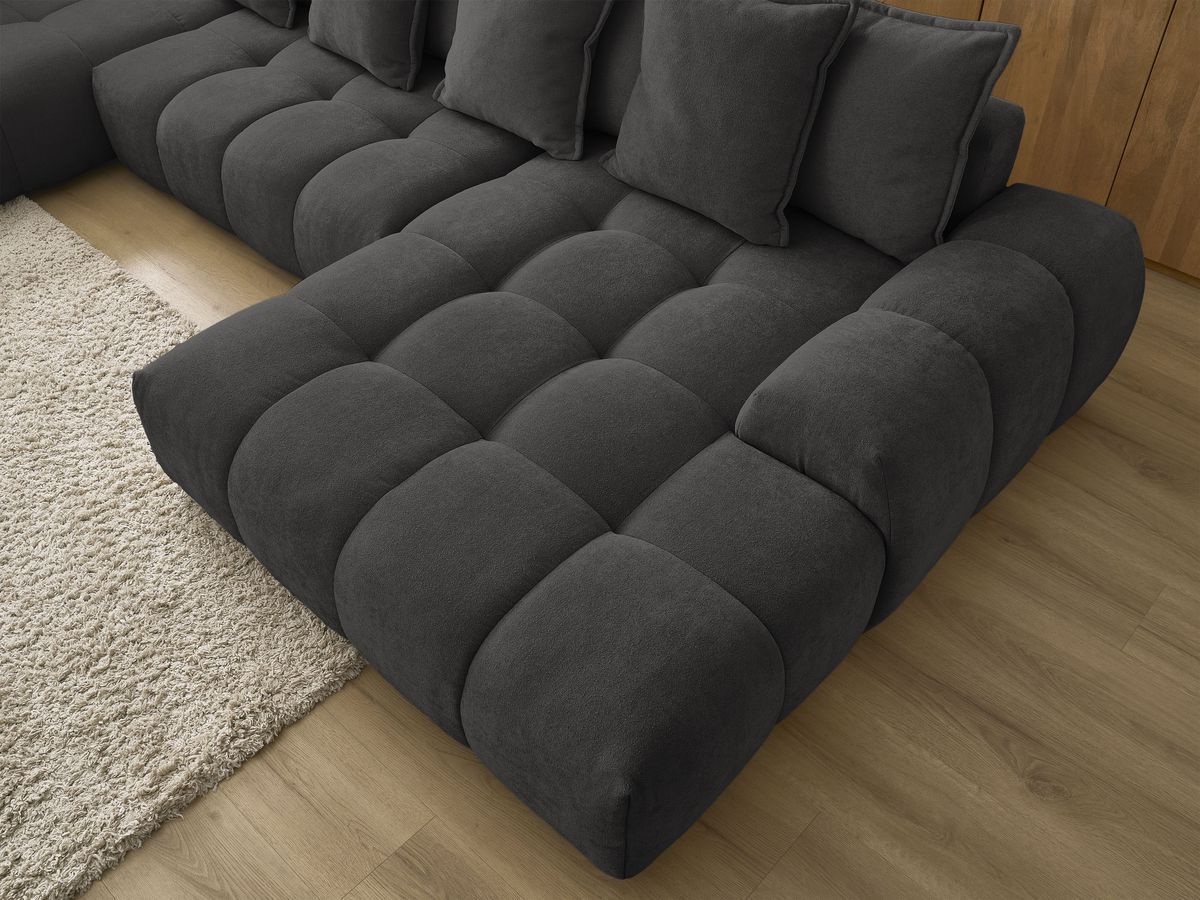 Bobochic Everest Wohnlandschaft, 14 Kissen Strukturstoff Schwarz Ecke rechts