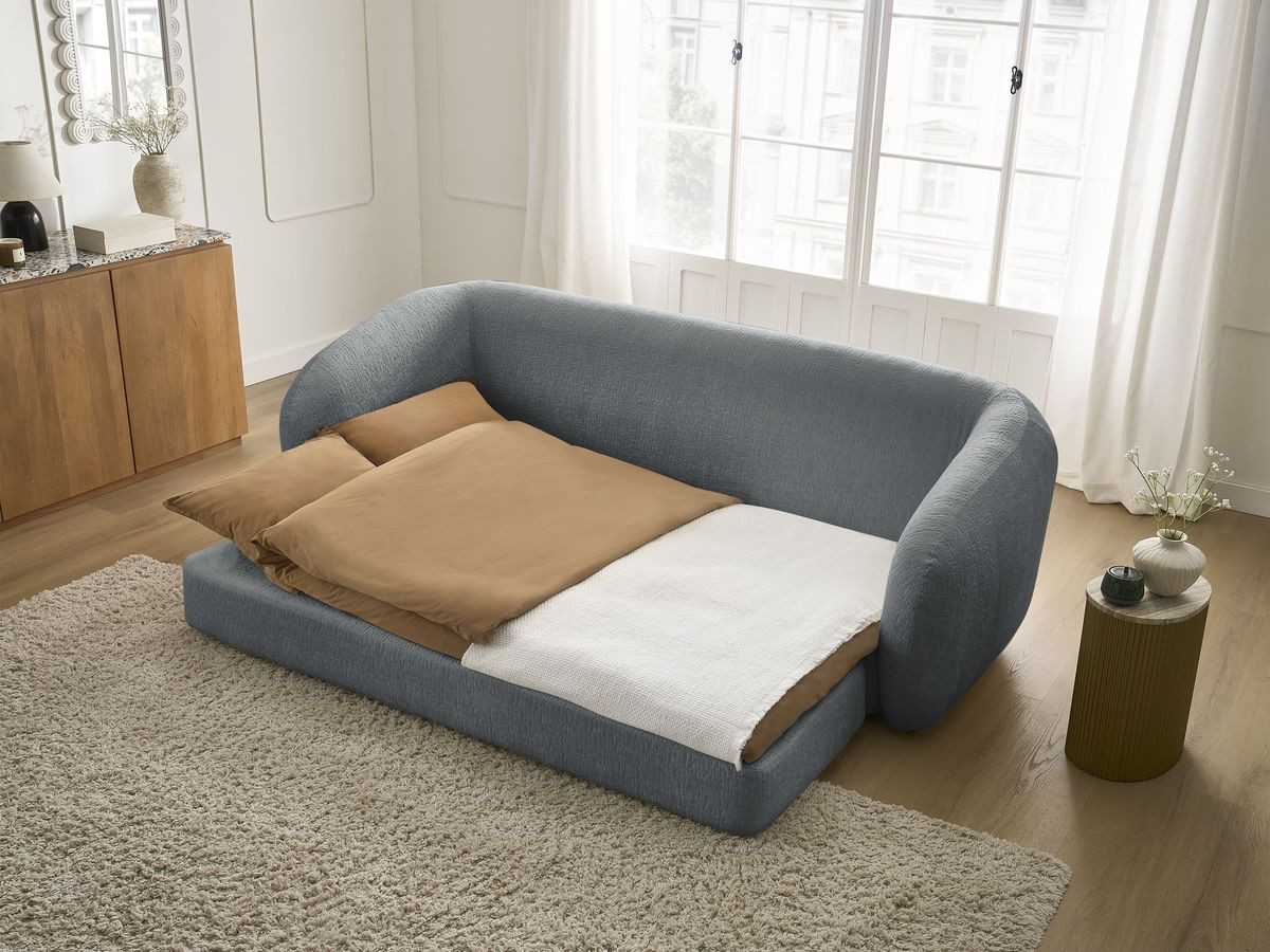 Bobochic Neyo Schlafsofa 3-Sitzer Strukturstoff Dunkelgrau