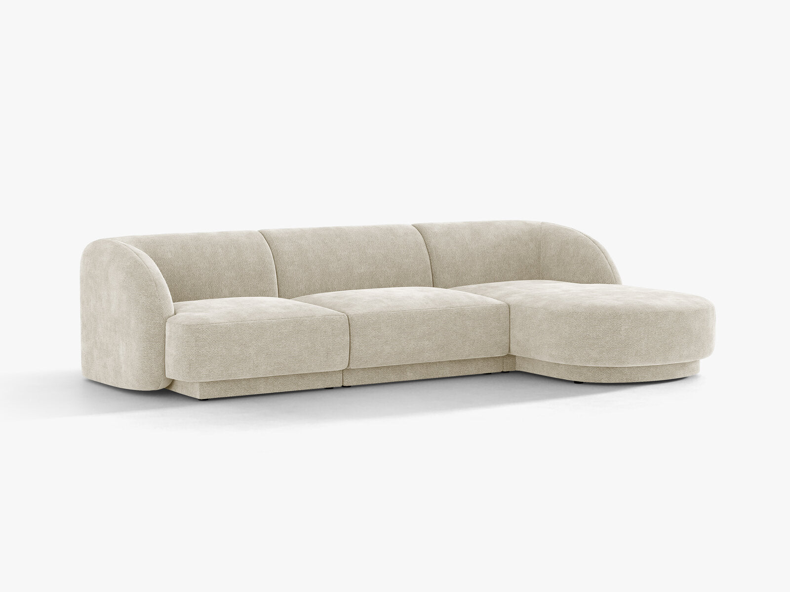 Micadoni Ecksofa Miley 4-Sitzer Chenille Eden Helles Beige Rechts