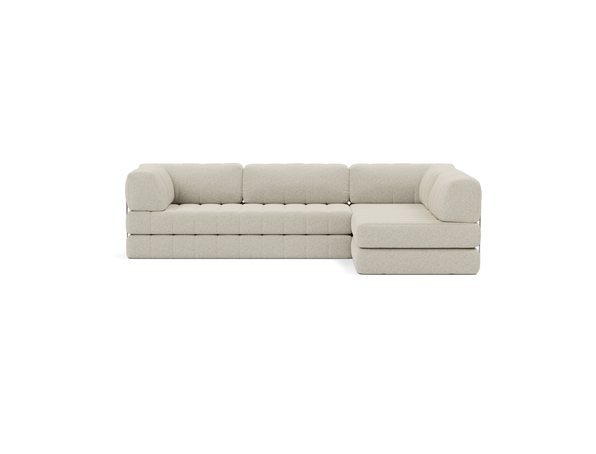 Eck-Schlafsofa CozyPad L-Form mit Armlehne Boucle Skandi 539-Beige