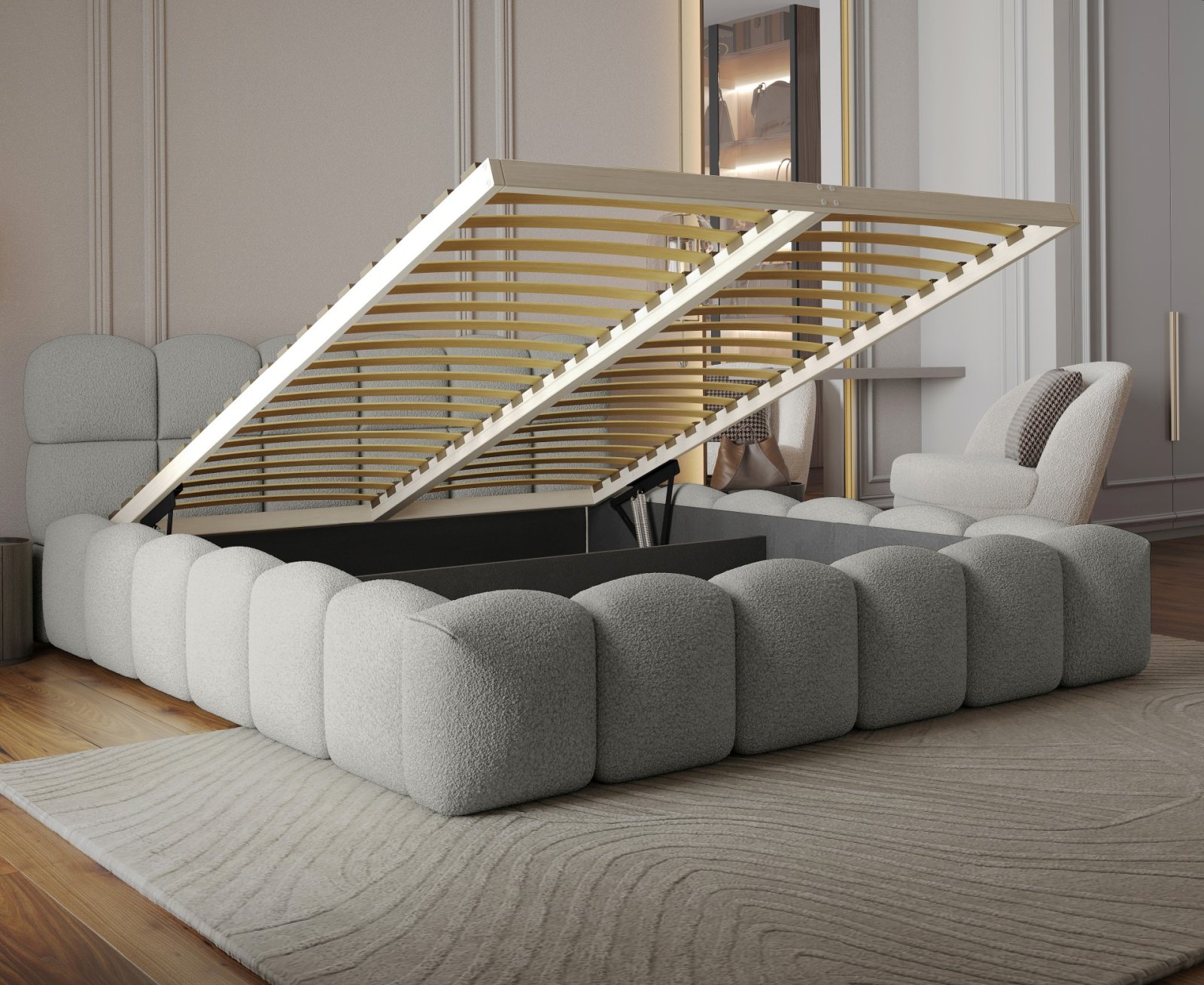 Polsterbett Vento-Slim Boucle 180x200 mit Holzrahmen Quelle 83