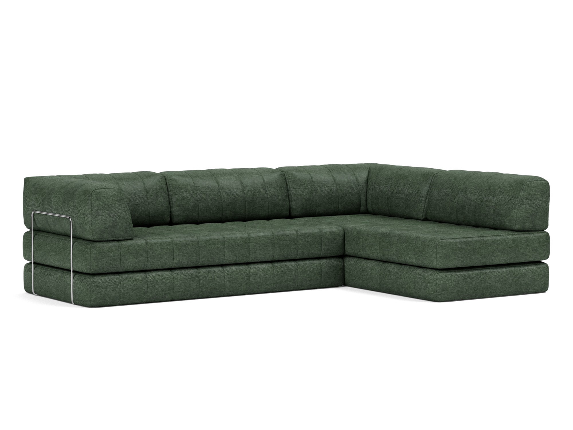 Eck-Schlafsofa CozyPad L-Form mit Armlehne Flachgewebe Avella 281-Pine-Green