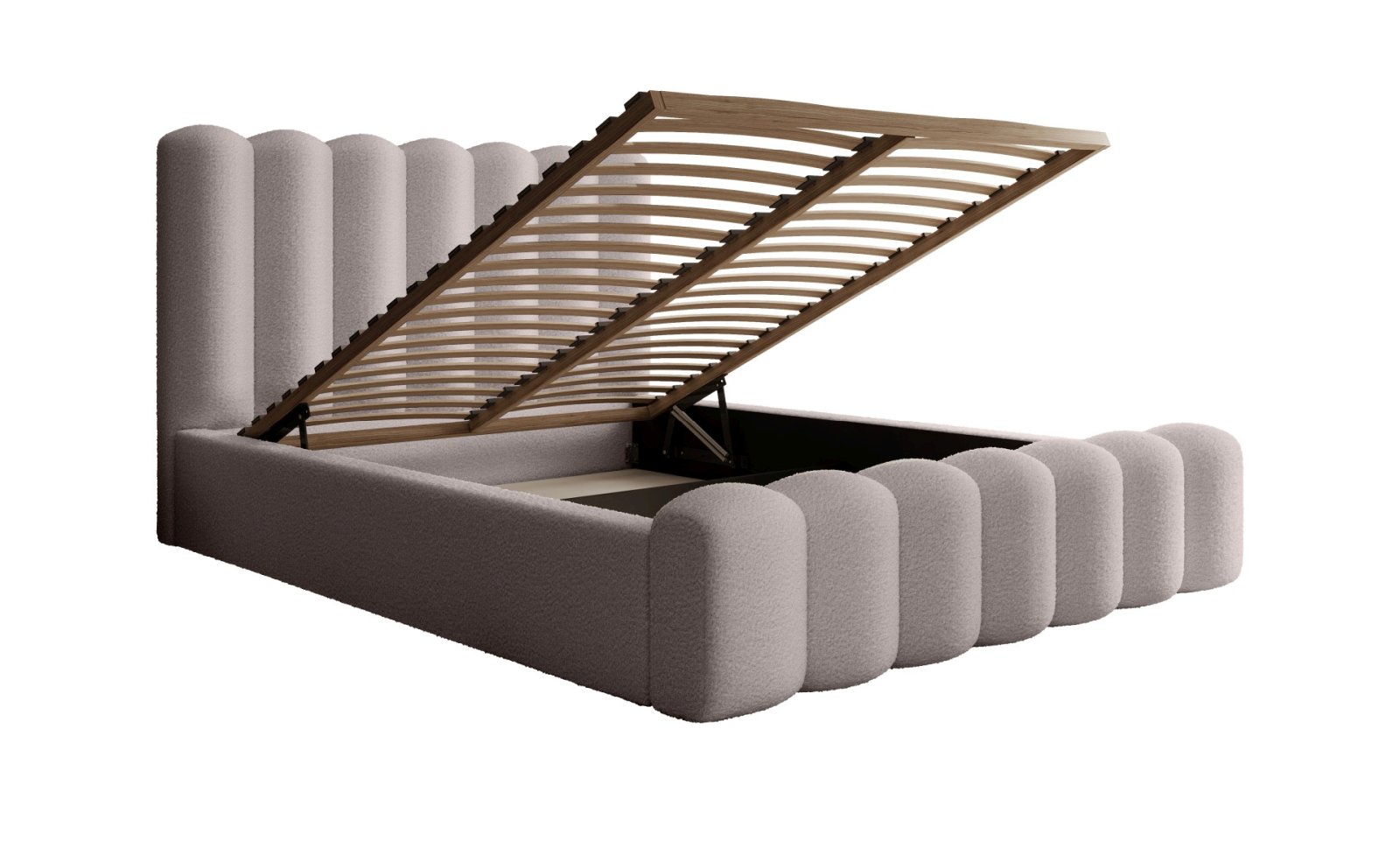 Polsterbett Laro Boucle 180x200 mit Holzrahmen Euphoria 04 Taupe