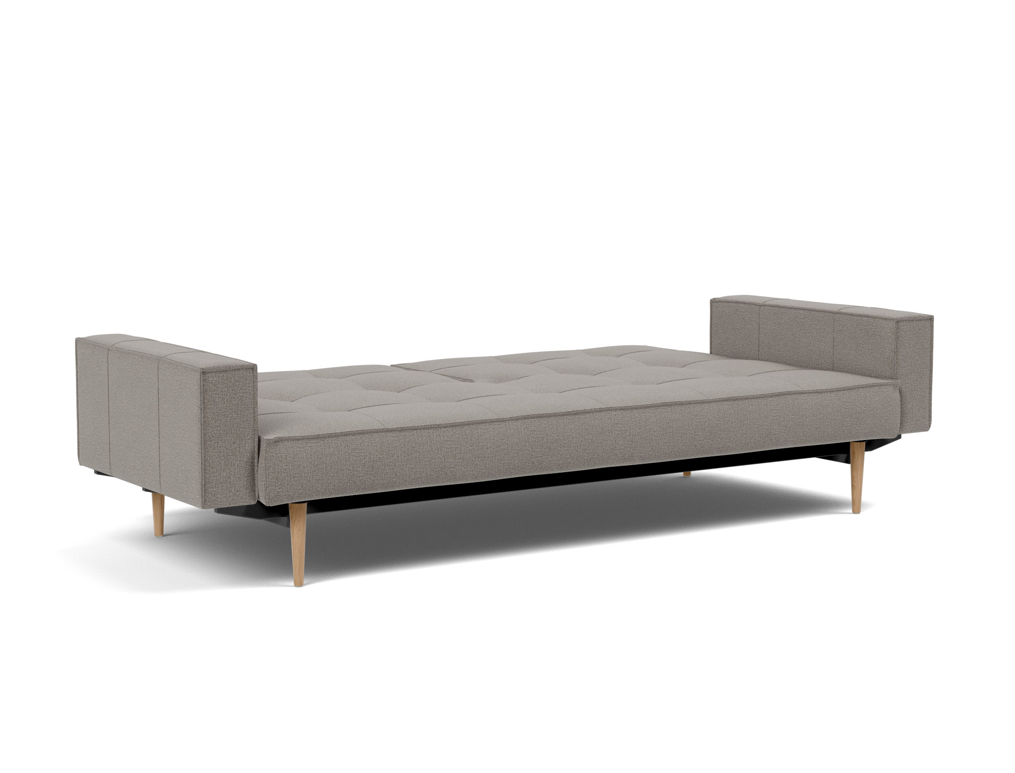 Schlafsofa Splitback mit Armlehnen Flachgewebe Mixed Dance 521-Grey Beine Styletto Eiche hell