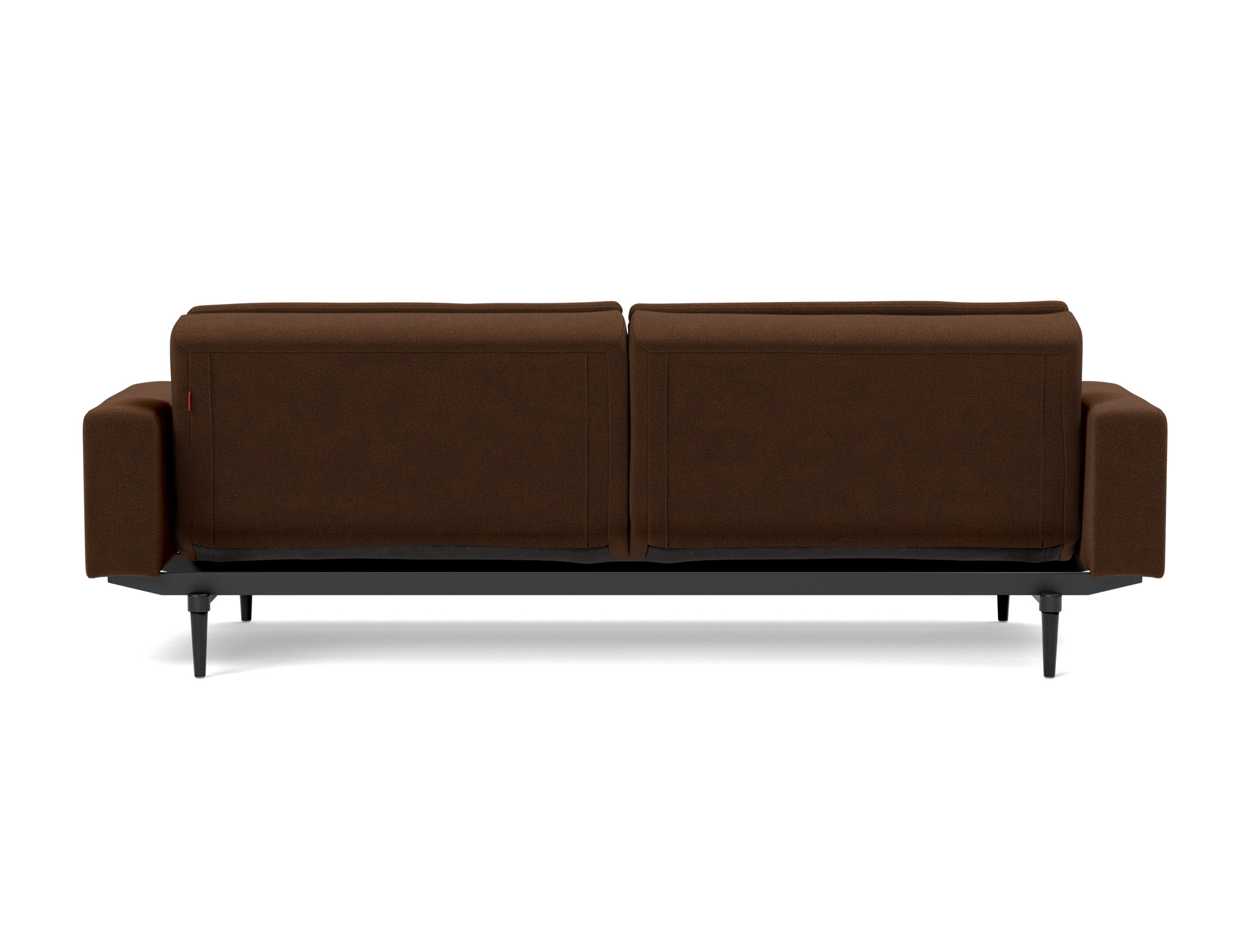Schlafsofa Dublexo mit Armlehnen Strukturierter Stoff Taura 359-Cappuccino Beine Styletto Eiche schwarz