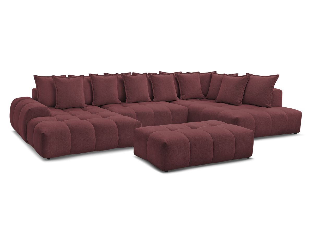 Bobochic Everest Wohnlandschaft mit Pouf, 14 Kissen Melange-Stoff Rot Ecke links