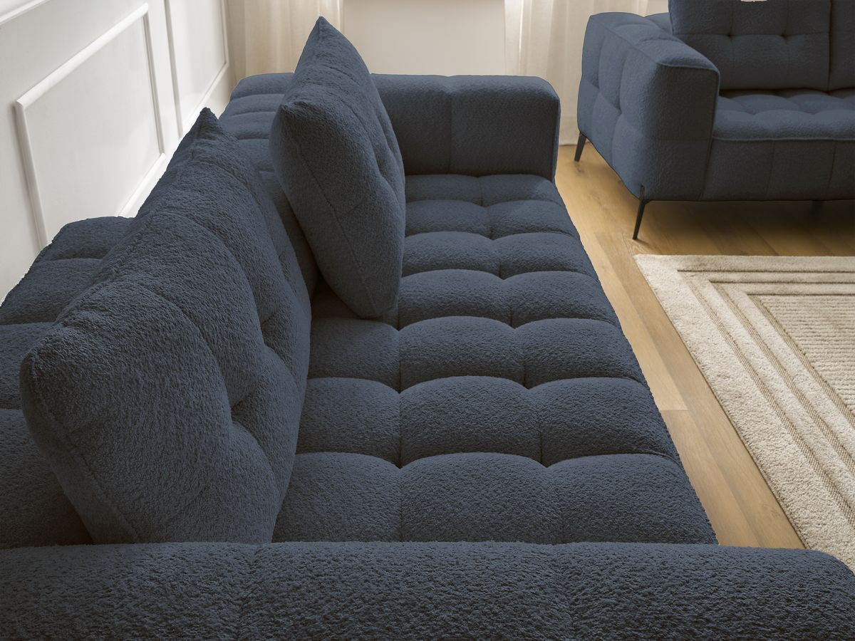 Bobochic Anis Sofa 5-Sitzer mit Pouf Bouclé-Stoff Dunkelblau