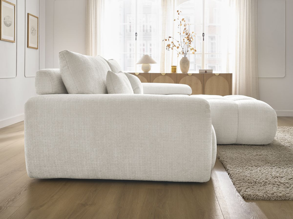 Bobochic Ivane Ecksofa Strukturstoff Weiß Ecke rechts
