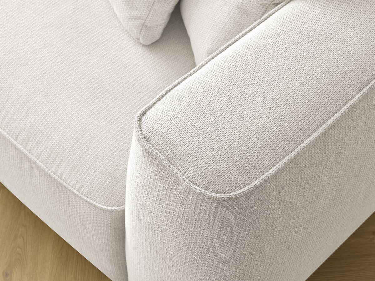 Bobochic Leopold Sofa 4-Sitzer mit Pouf Melange-Stoff Weiß Armlehne rechts