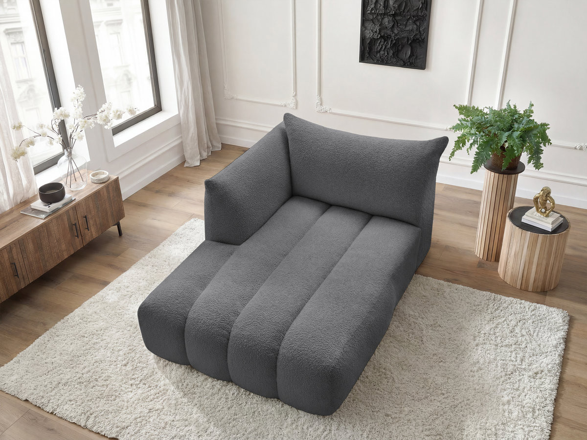 Bobochic Azra Méridienne-Modul Bouclé-Stoff Dunkelgrau Ecke links