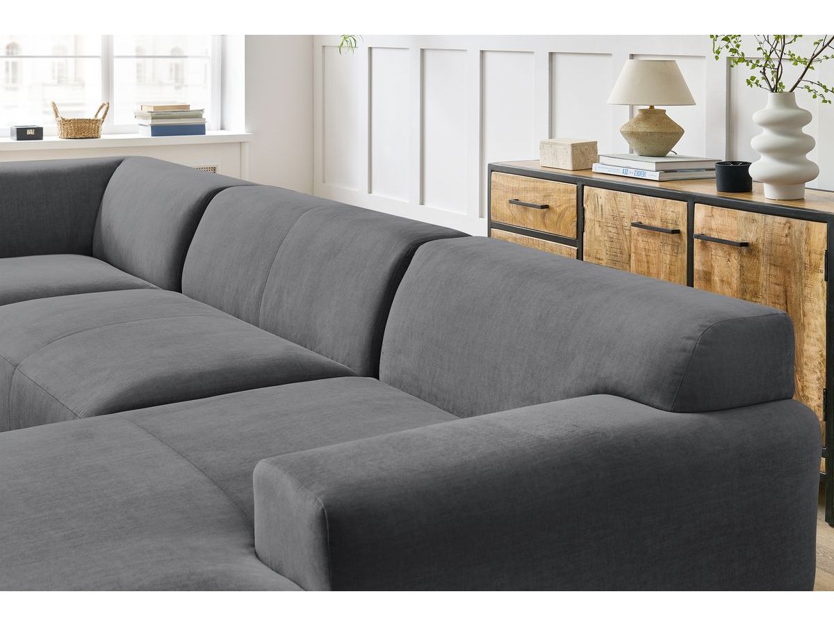 Bobochic Lavena Wohnlandschaft 359 × 220 cm Samt Dunkelgrau Ecke rechts