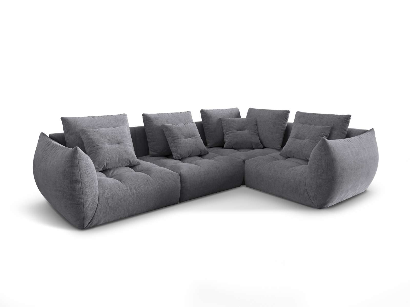 Micadoni Ecksofa Bloom 4-Sitzer Rechts Strukturierter Stoff Grau
