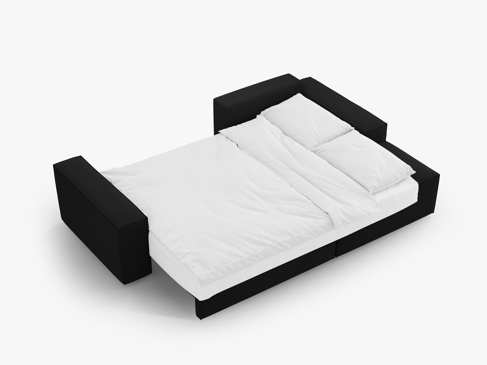 Micadoni Schlaf-Ecksofa Jodie 3-Sitzer Rechts Strukturierter Stoff Schwarz