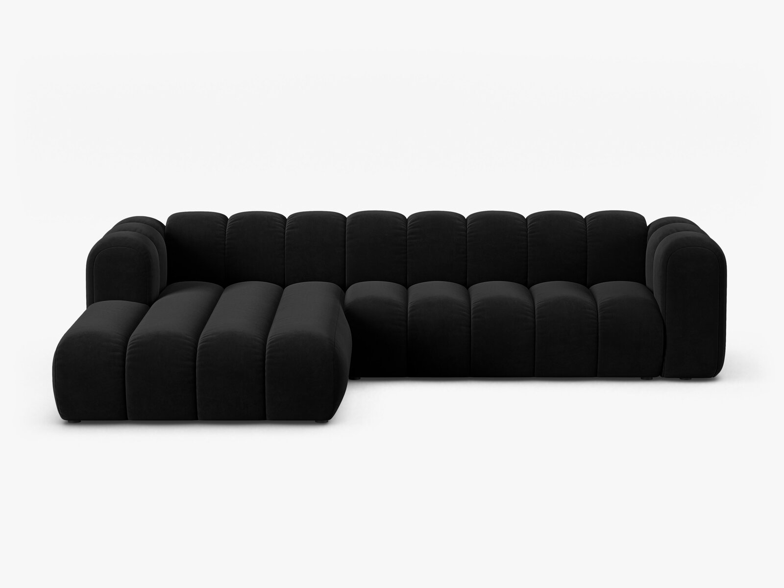 Micadoni Modulares Ecksofa Lupine 4-Sitzer Links Samt Salvador Schwarz