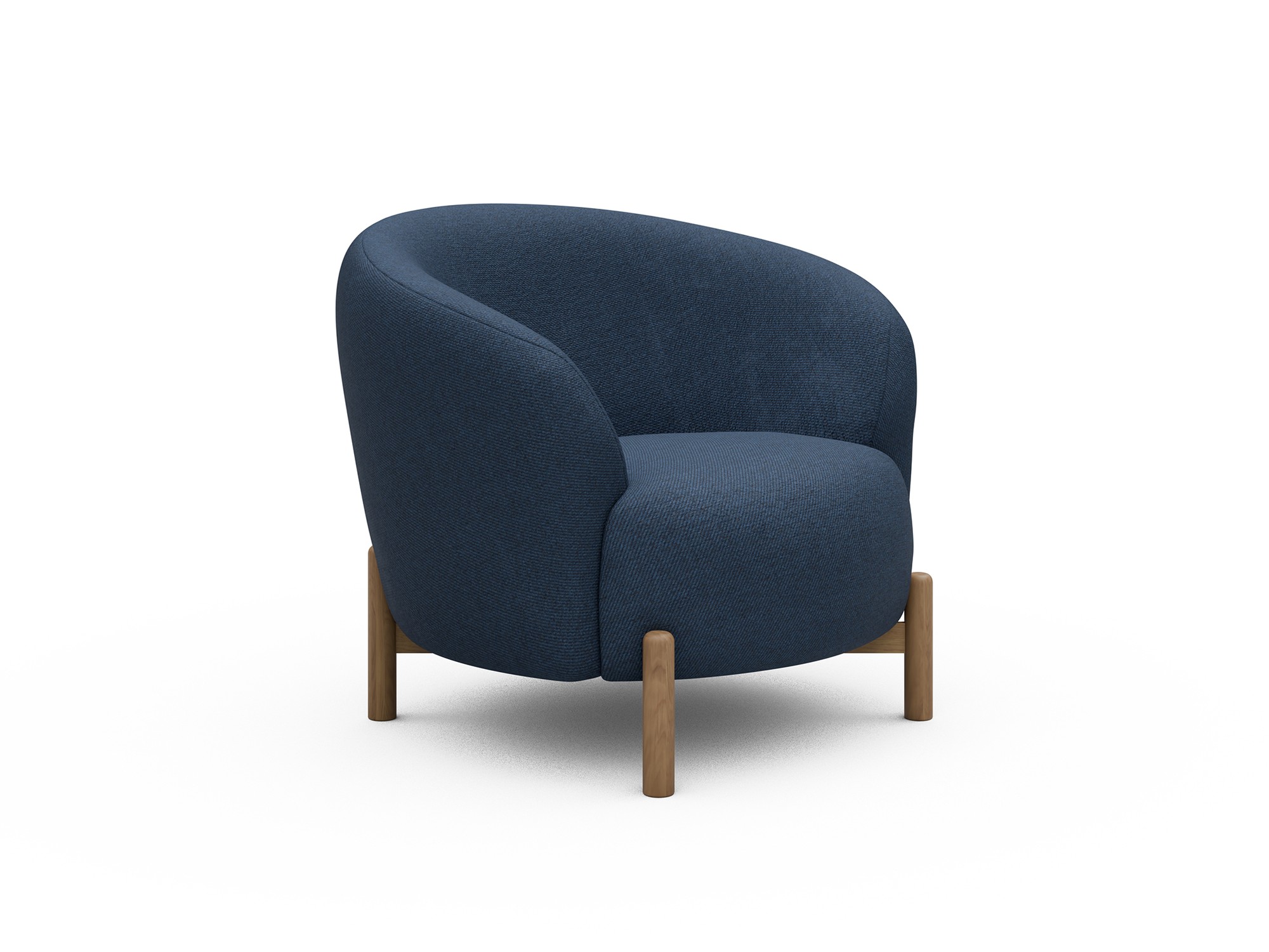 Sessel Ronda Holzbeine Eiche Natur Strukturierter Stoff Weda 302-Weda-Blue