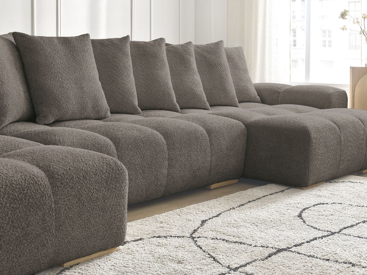 Bobochic Anakin Wohnlandschaft, 10 Kissen Bouclé-Stoff Braun