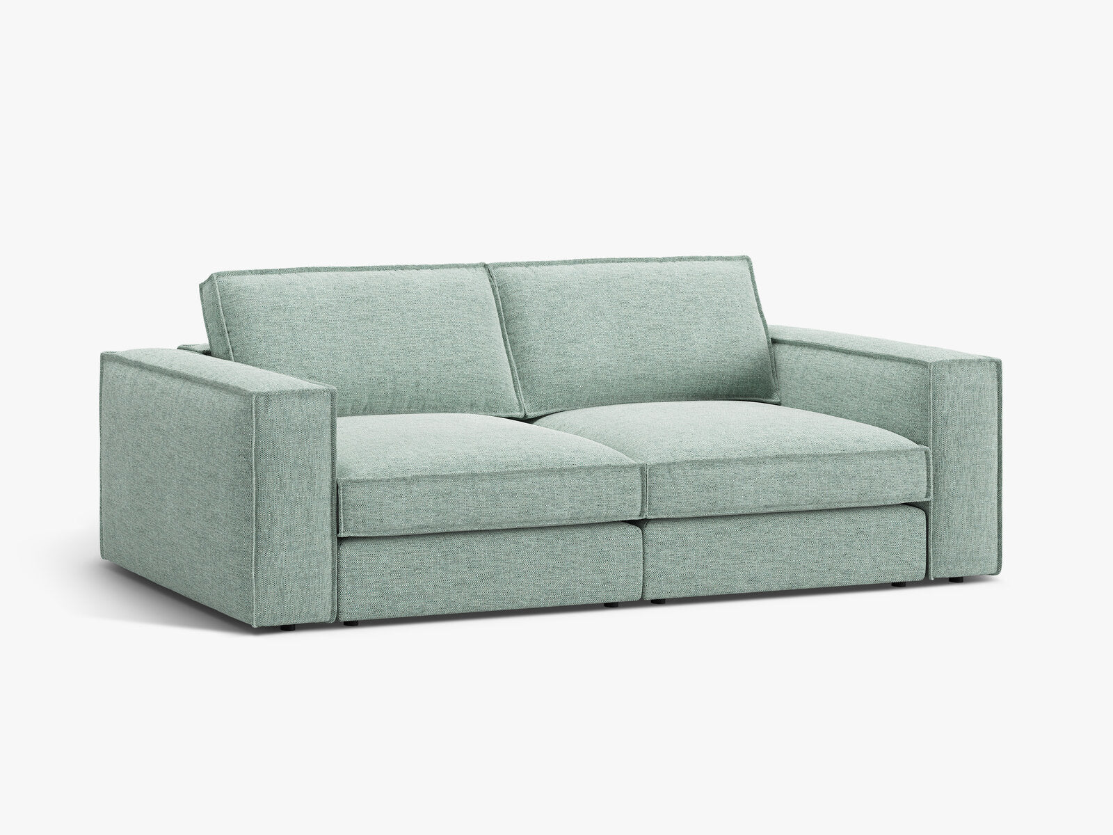 Micadoni modulares Sofa Pola 3-Sitzer Strukturierter Stoff Babel Minze