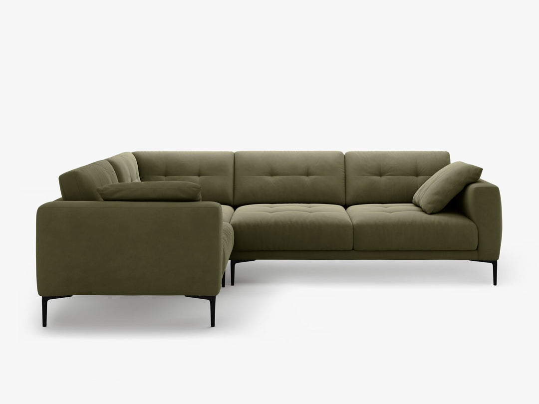 Micadoni Ecksofa Bemy 4-Sitzer Links Samt Grün