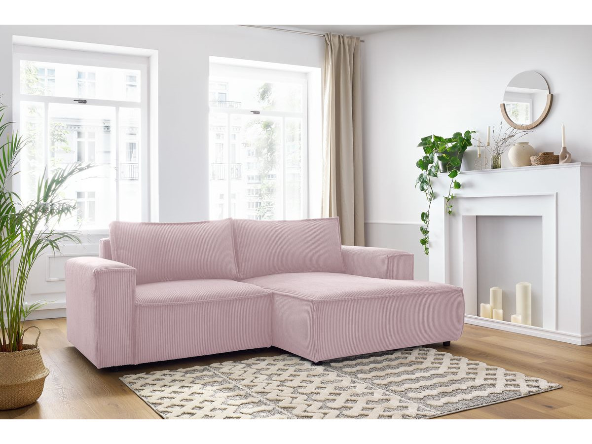 Bobochic Nihad Ecksofa Cordsamt Violett Ecke rechts