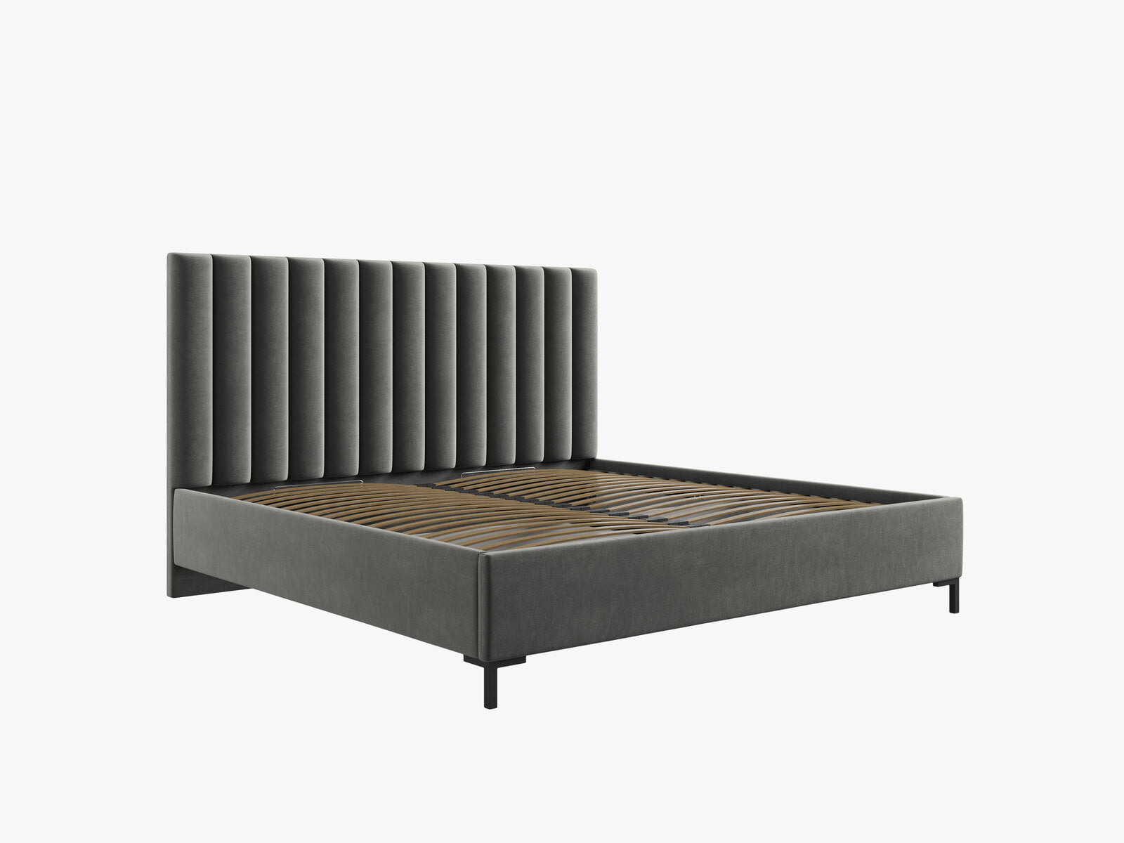 Micadoni Polsterbett Allison Samt Bluvel Hellgrau 140x200