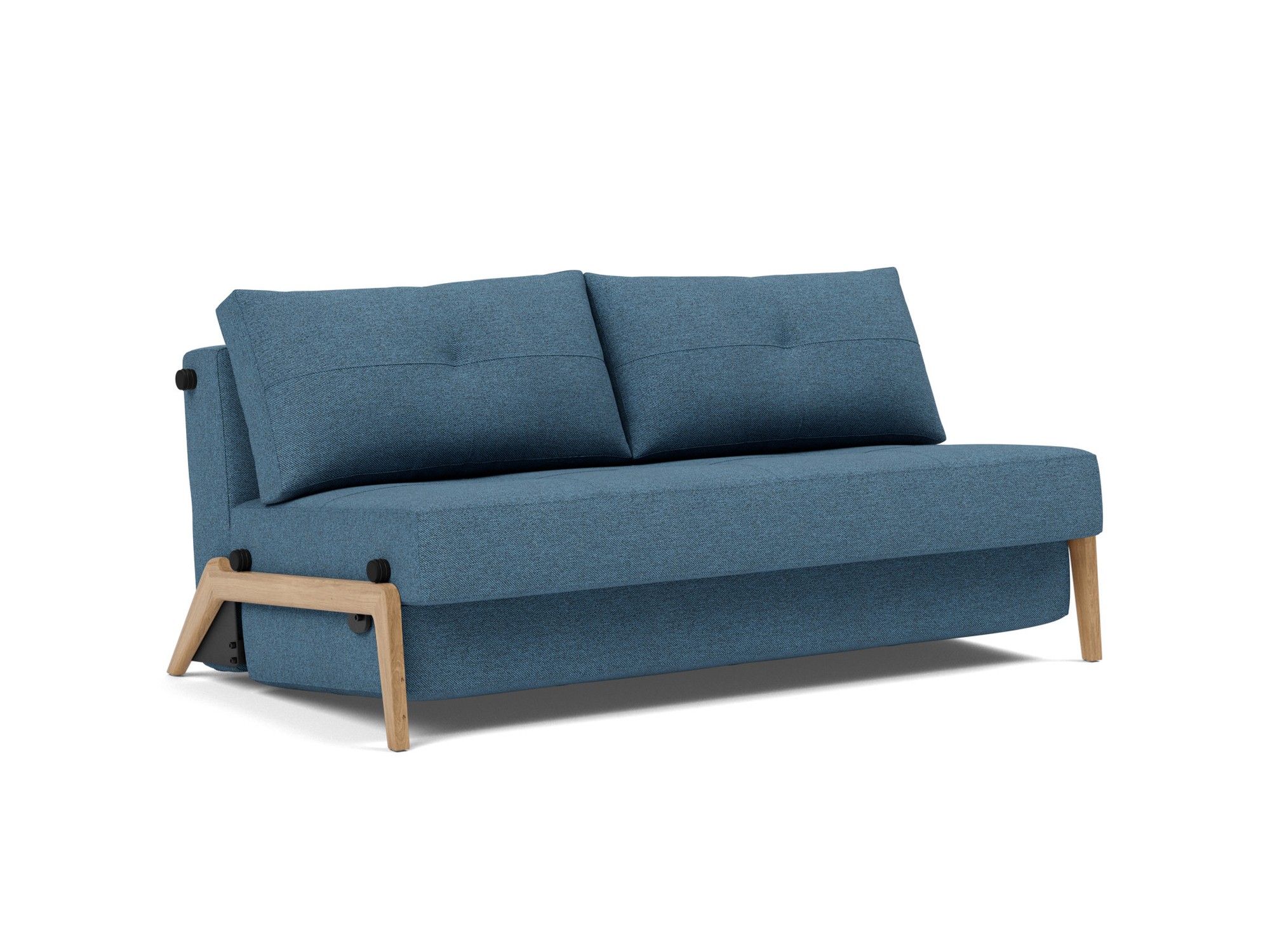 Schlafsofa Cubed 160 Strukturierter Stoff Weda 302-Weda-Blue Beine Eiche