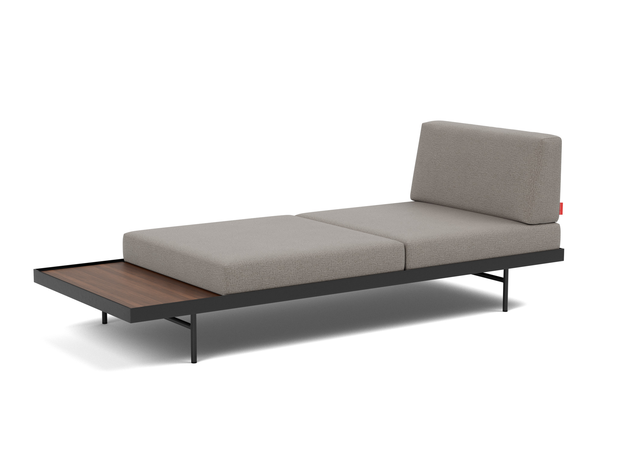 Tagesbett Puri Flachgewebe Mixed Dance 521-Grey Beine mit Nussbaumtisch