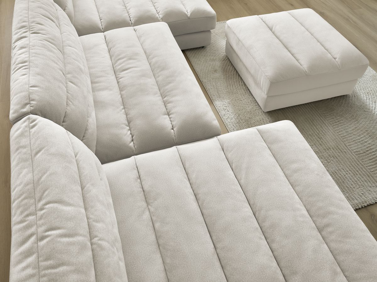 Bobochic Sierra Wohnlandschaft mit Pouf Samt Beige
