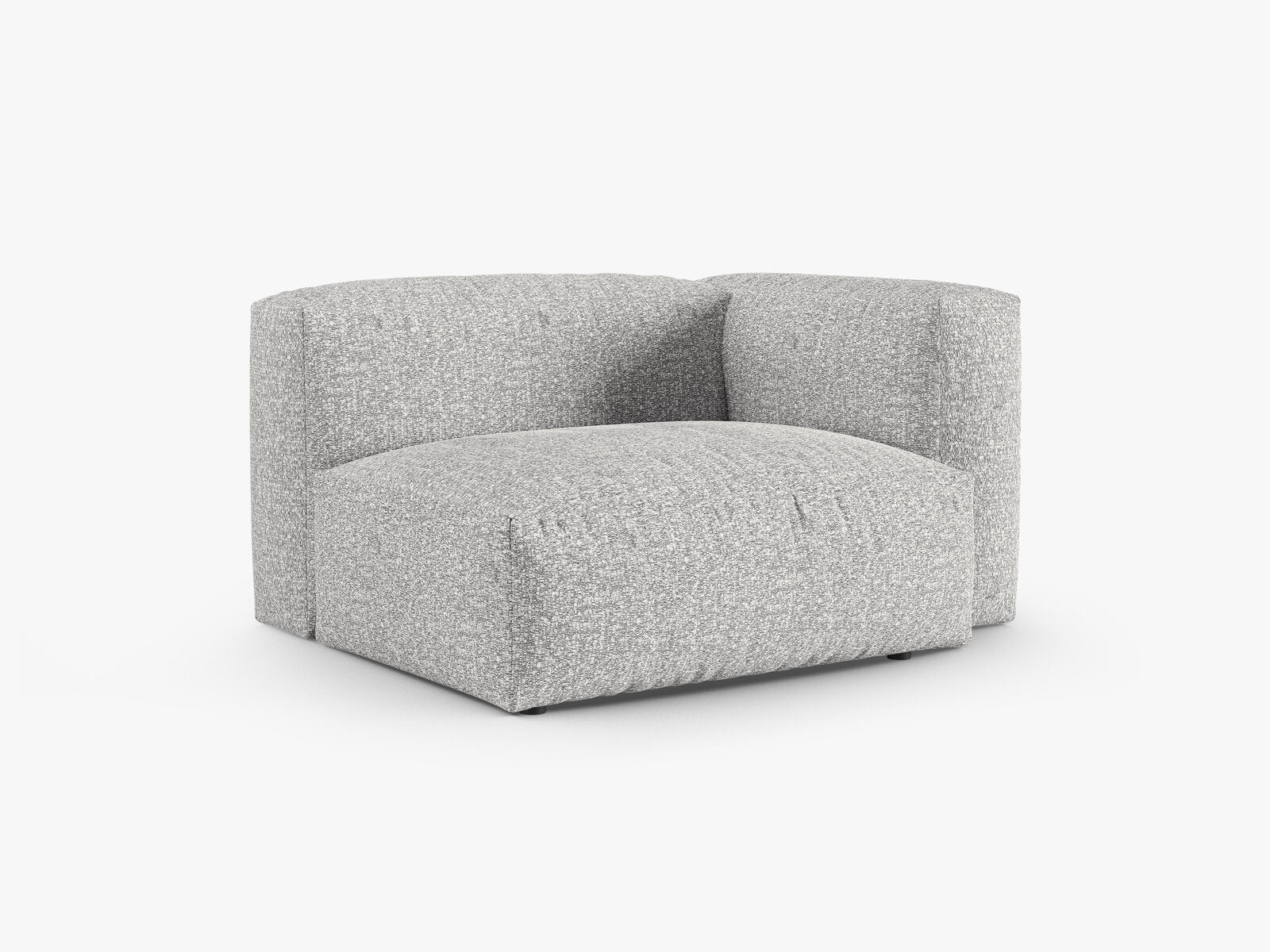 Micadoni Eckmodul mit Armlehne Martina 1-Sitzer 90cm Sitztiefe Rechts Boucle Monet Silber