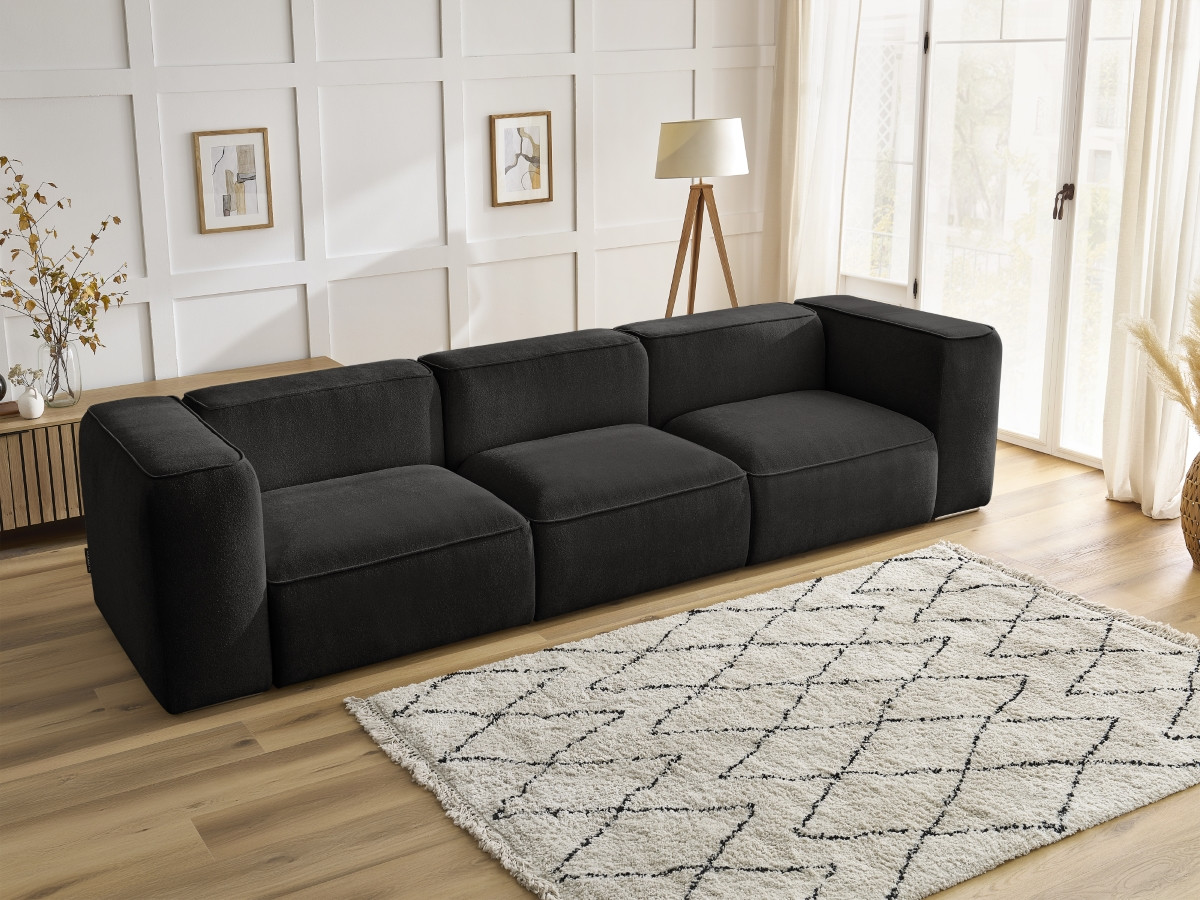 Bobochic Zephyr Sofa 3-Sitzer Strukturstoff Schwarz