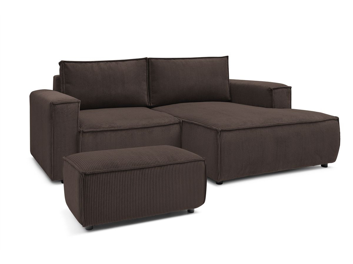 Bobochic Nihad Ecksofa mit Pouf Cordsamt Braun Ecke rechts