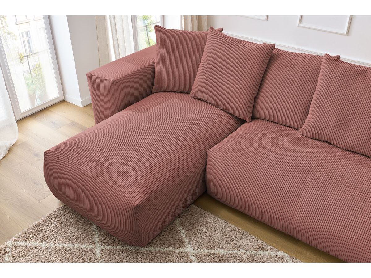 Bobochic Voltaire Wohnlandschaft 356 × 214 cm Cordsamt Rosa Ecke links