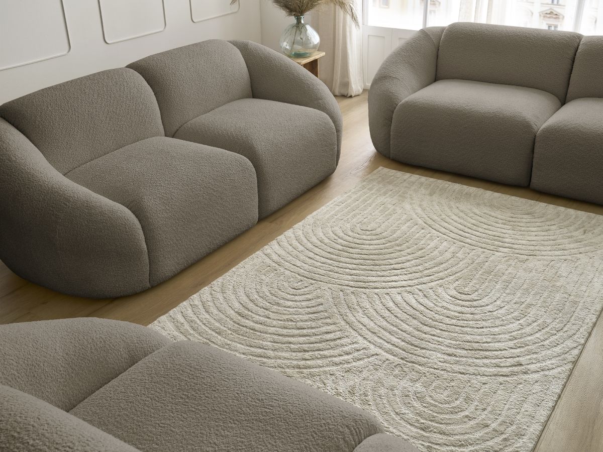 Bobochic Tina Sofa 6-Sitzer Bouclé-Stoff Taupe