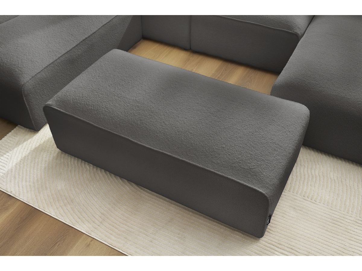 Bobochic Megeve Wohnlandschaft mit Pouf Bouclé-Stoff Dunkelgrau Ecke rechts