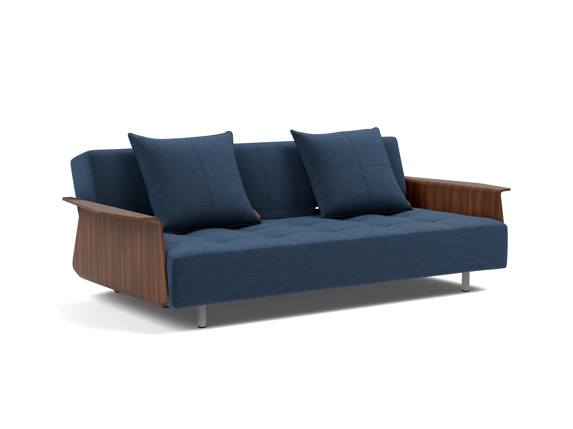 Schlafsofa Long Horn D.E.L. mit Armlehnen Chenille Esina 414-Indigo-Blue