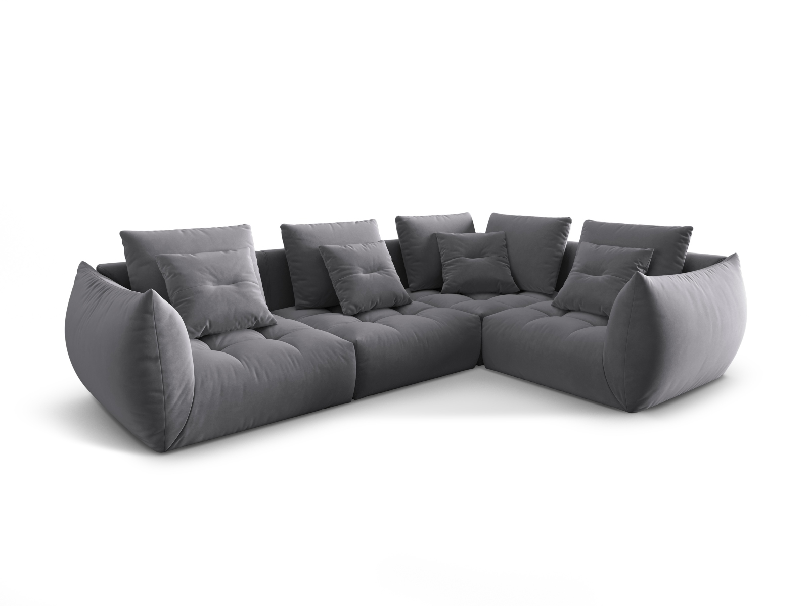 Micadoni Ecksofa Bloom 4-Sitzer Rechts Samt Dunkelgrau