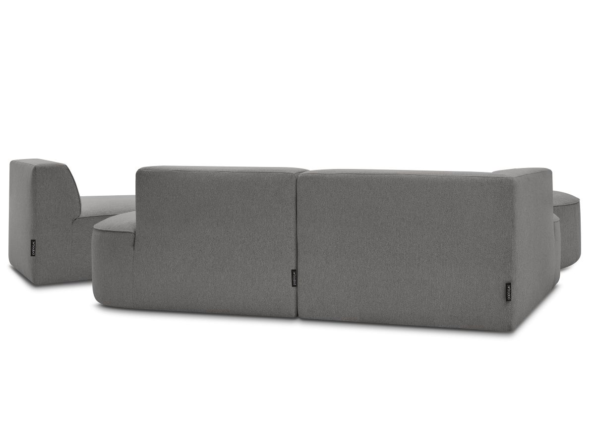 Bobochic Rousseau Ecksofa mit Sofamodul und Pouf Melange-Stoff Dunkelgrau Ecke links