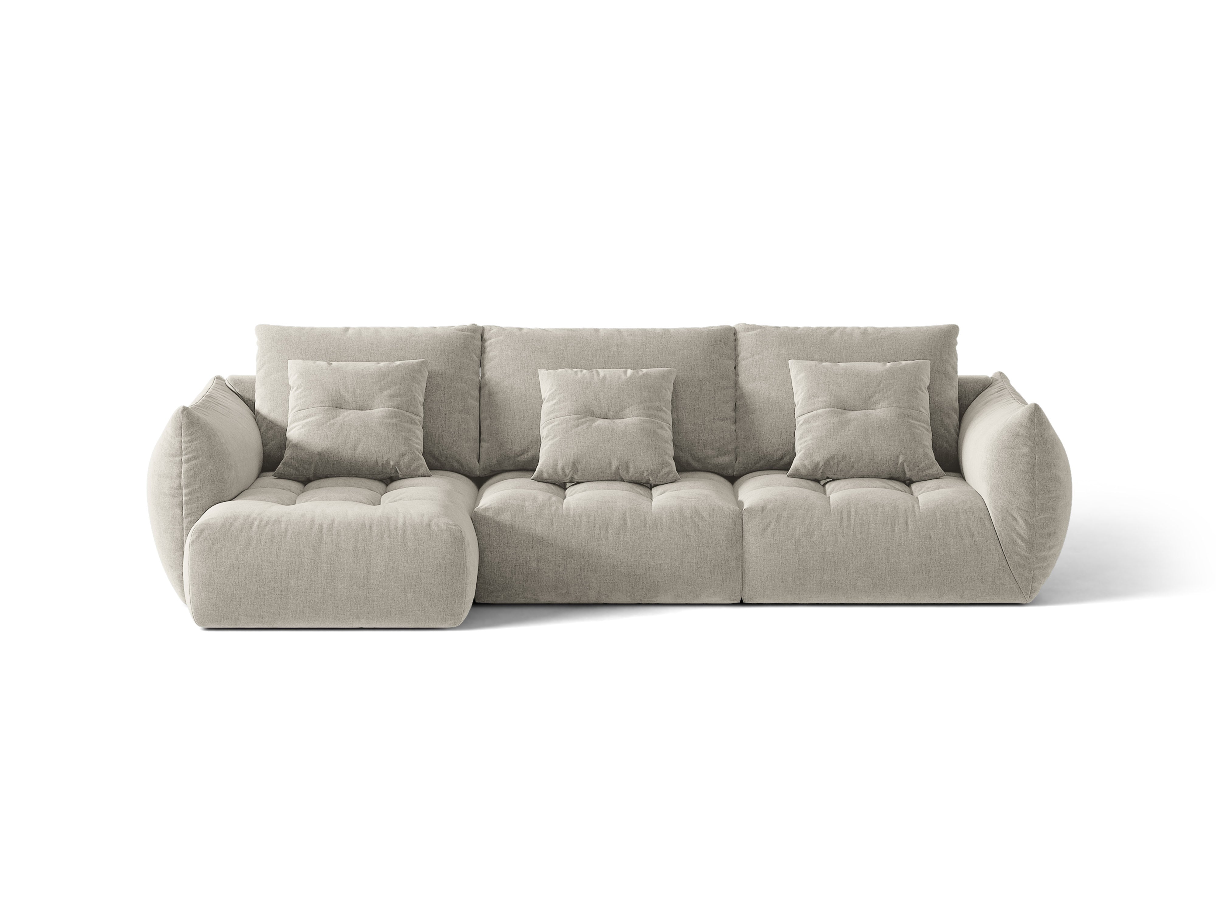 Micadoni Bloom Ecksofa 6-Sitzer Links Strukturierter Stoff Wind Hellgrau
