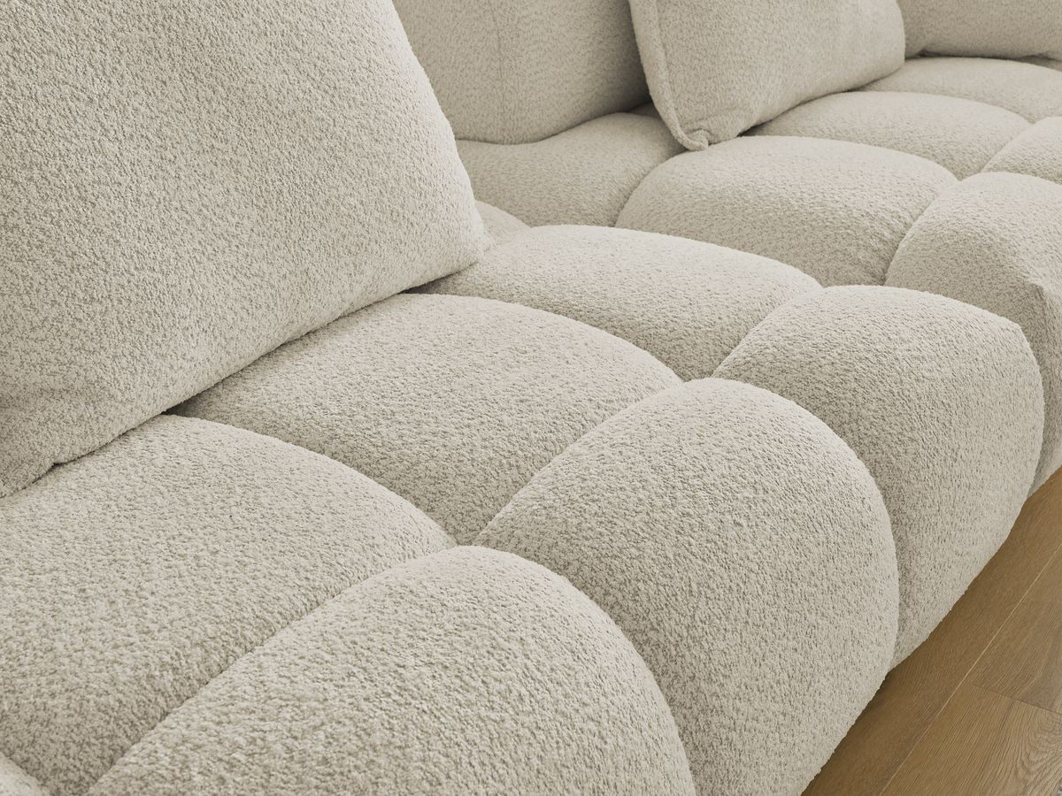 Bobochic Alya Sofa 4-Sitzer mit Pouf Bouclé-Stoff Beige