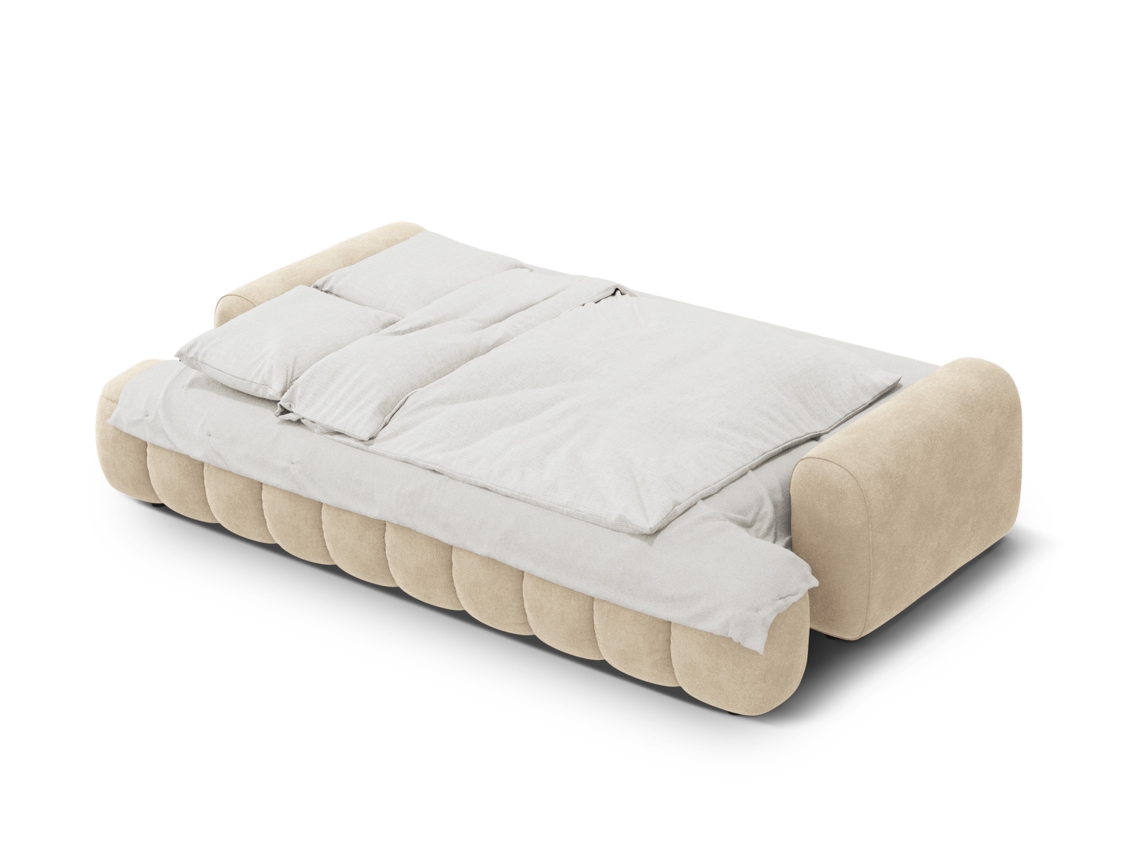 Cosmopolitan Design Schlafsofa Linz 4-Sitzer mit Bettkasten Samt Vogue Helles Beige