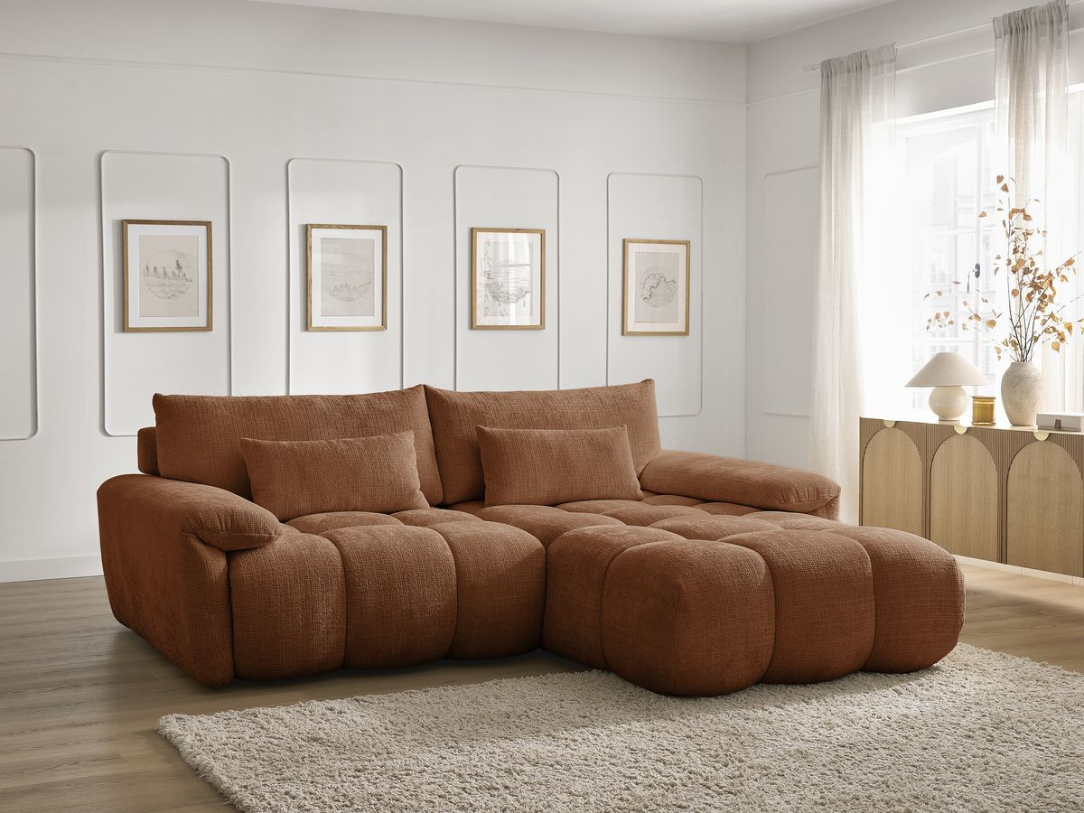 Bobochic Ivane Ecksofa Strukturstoff Orange Ecke rechts
