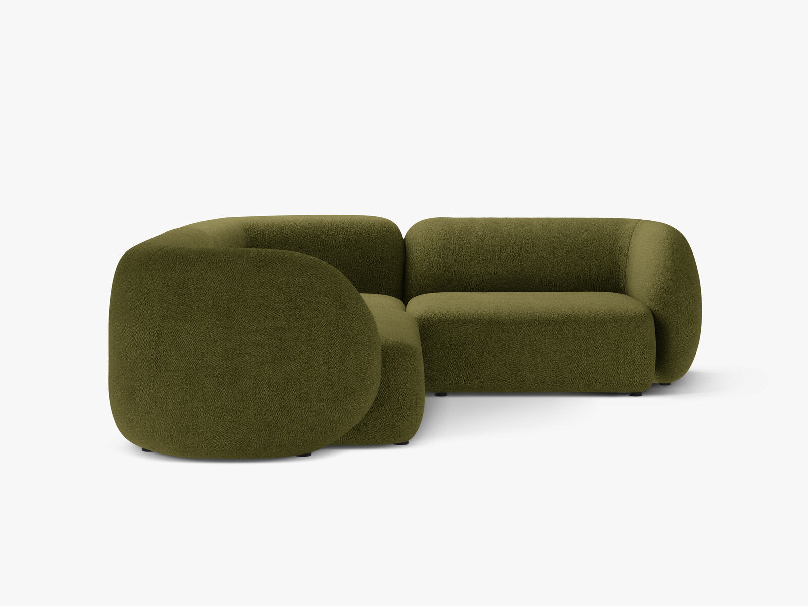 Micadoni Ecksofa Kate 4-Sitzer Rechts Boucle Baloo Dunkel-Olivgrün
