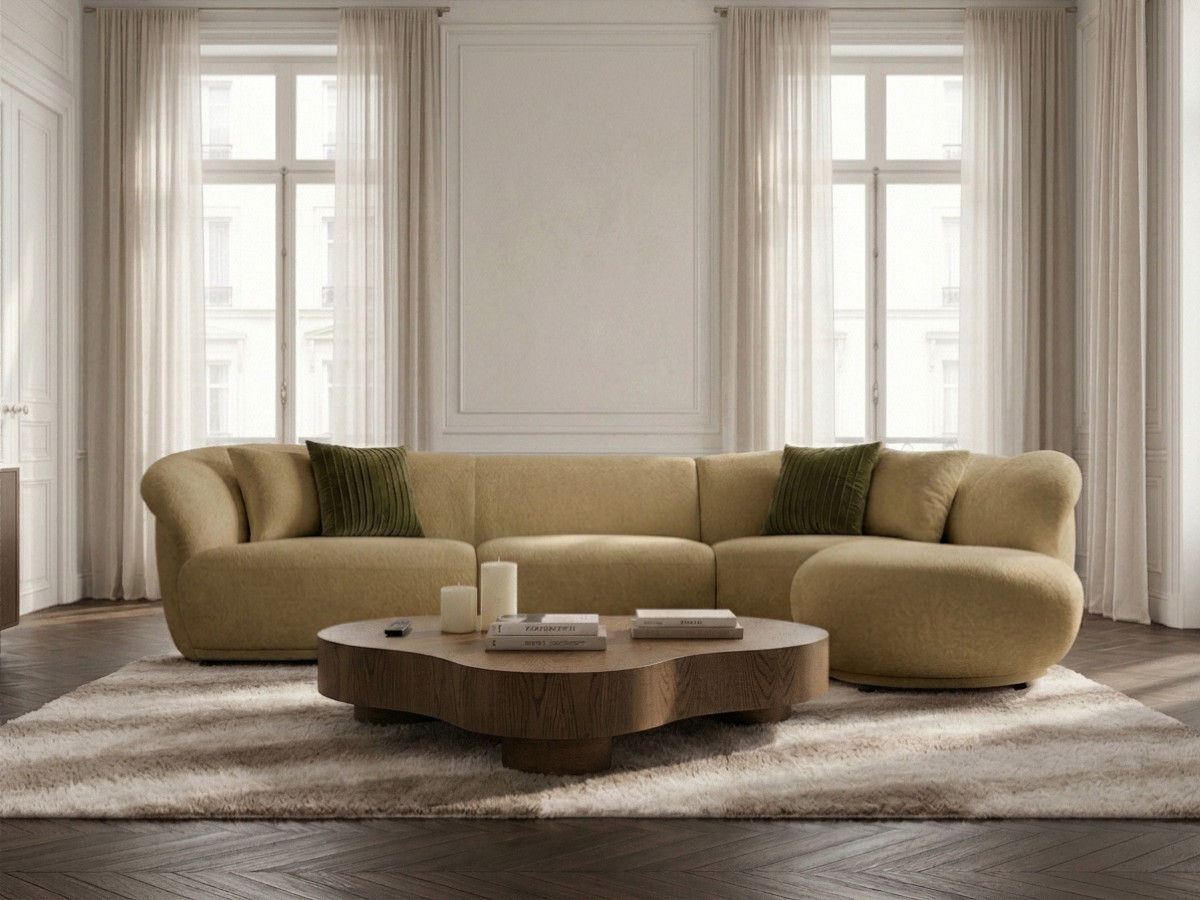 Bobochic Nora Ecksofa Chenille Hellbraun Ecke rechts